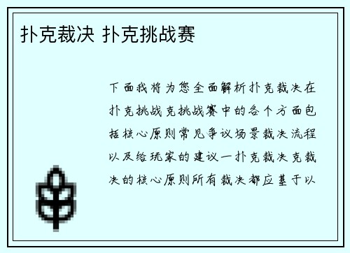 扑克裁决 扑克挑战赛